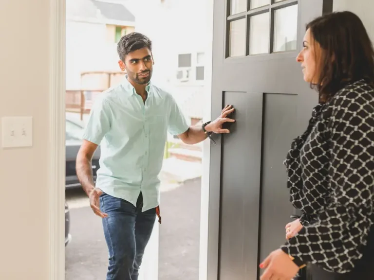 Technician arriving at a customer home for the service visit